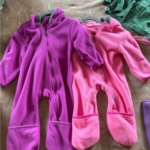 Cozy Kids Fleece Bunting One Piece - Purple and Pink